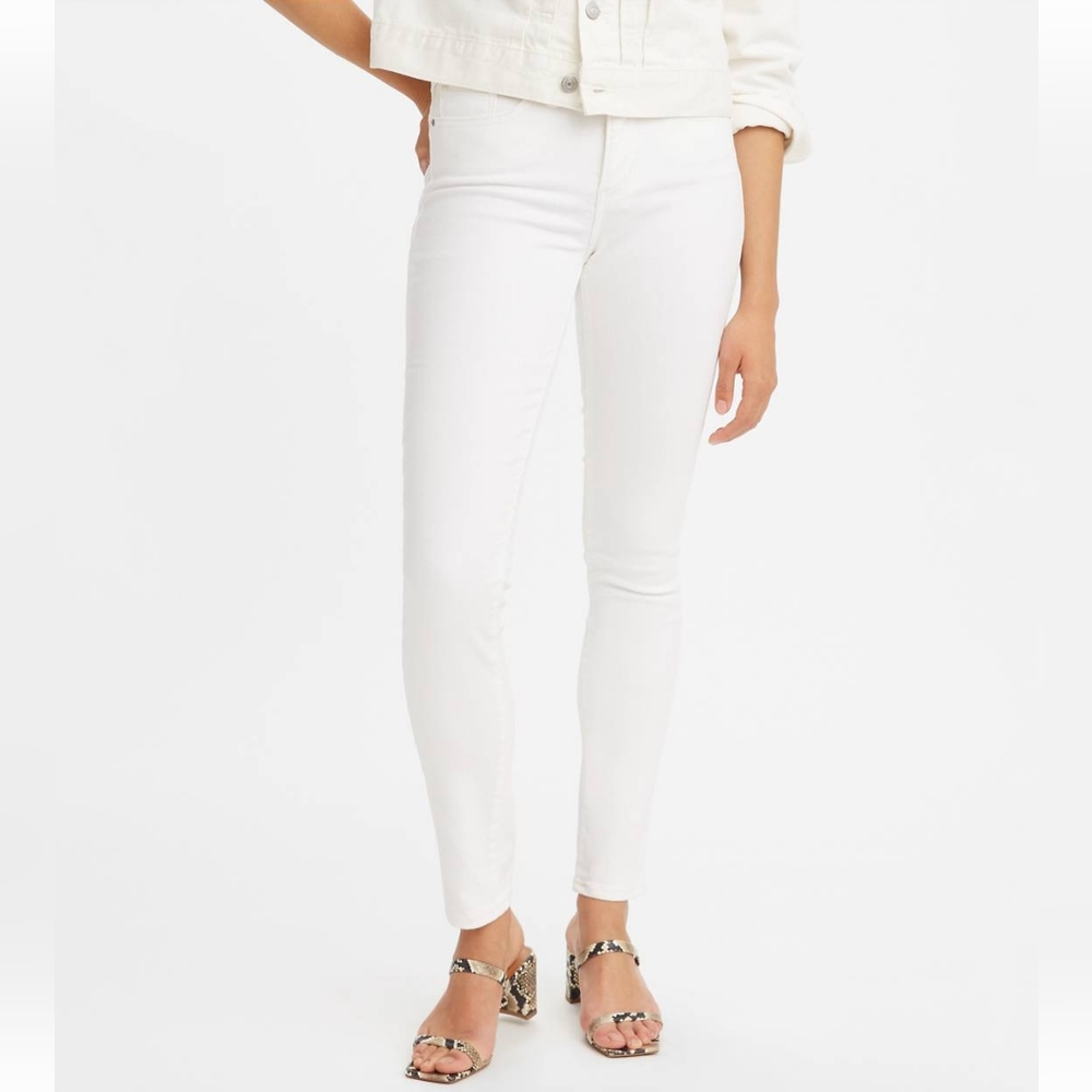 Levi's US Women's White Mid Rise Cropped Skinny Jeans Size 4/27